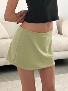 スカートY2K服女性伸縮性ミニスカートレディースサマーミニミッドウエストエラスティックウエストバンドがパーティーナイトクラブのためにスカートを破るスカート