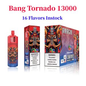 Original Bang Tornado 13000 Puffs Descartáveis E Cigarros Puff 13k 0% 2% 5% 23ml Pré-preenchido Pod Mesh Bobina 650mah Caneta de bateria recarregável 20ml Kit de caixa de cartucho pré-preenchido