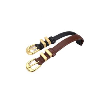 أحزمة أحزمة Taurillon Needle Designer Womens Buckle 18mm جلدية حقيقية حزام حزام من المألوف ضئيلة النحافة مع مربع S S