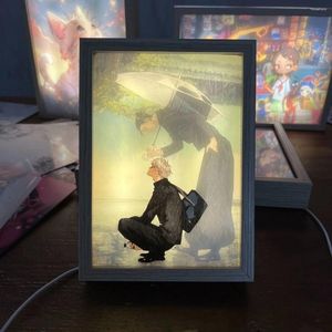 Festa favor jujutsu kaisen anime figura led night light pintura decoração po quadro satoru gojo decoração do quarto criança aniversário presente de natal