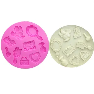 Baking Moulds M0132 Cake Tool Woman Hair Beauty Makeup Tools Comb Mirror Silicone Fondant Mold Decorating