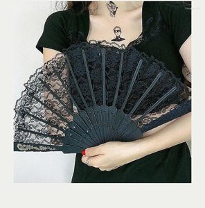 Dekorativa figurer Sinlge Layer Lolita Lace Fan Black /Darr Red /White /Pink Wedding Party Craft Gift Handdekor Dancing Folding