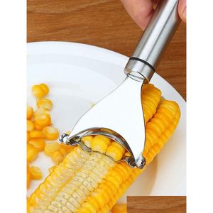 Fruit Vegetable Tools Stainless Steel Corn Stripper Cob Peeler Threshing Kitchen Gadget Cutter Slicer Ergonomic Handle Aa Drop Del Dhyca