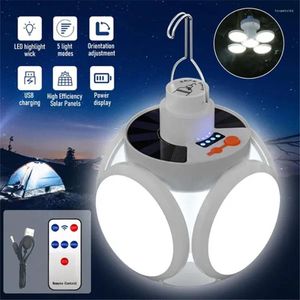 Portable Lanterns USB Rechargeable LED Solar Camping Light Foldable Outdoor Tent Lamp Emergency Night Market For BBQ Fishing Hiking