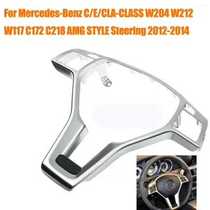 Okładki kierownicy dla Mercedes Benz CL CLA Klasa W204 W212 W117 W176 2012-2014 Ramka samochodowa srebrna okładka