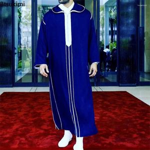 Etniska kläder 2024 Traditionella muslimska Eid Middle East Jubba Thobe Men Arabkläder med långa ärmar gåvor till make