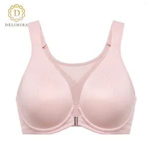 Sutiãs DELIMIRA Mulheres Frente Fechamento Postura Cobertura Completa Plus Size Underwire Unlined Back Support Mergulho Sutiã Sem Costura