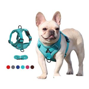 Coleiras para cães Trelas para cães Trelas de tração Cordas Vestvstyle Pet Chest Harness Corda respirável reflexiva para passear gatos e cães Dro Dhuia