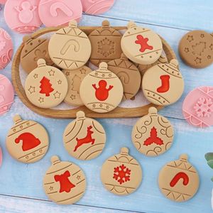 Baking Moulds 10Pcs Christmas Cookie Cutter Cartoon Stamp Mold Ball Deer Party Decoration Diy Kitchen Biscuit Bakeware