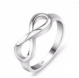 Klusterringar mode silver färg oändlighet ring evighet charms vän gåva oändlig kärlek symbol för kvinnliga smycken