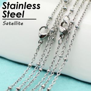 Necklaces 50 Pcs Stainless Steel Satellite Necklaces Women Gold Silver Tone Dainty Beaded Station Chain Necklace for Jewelry Making