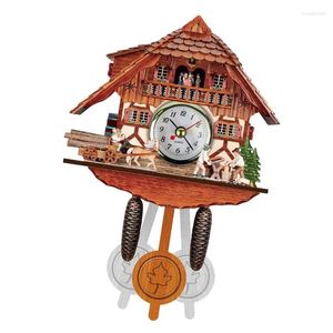 Wall Clocks Creative Cuckoo Clock Vintage Mounting Wooden House Design Timekeeper Craft Home Living Room Decoration Accessories