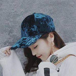 Bola bonés coreano outono inverno veludo beisebol mulheres meninas cor sólida macio quente ajustável chapéu unisex hip hop boné