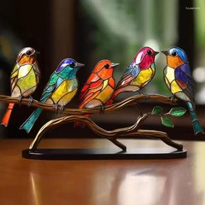 Estatuetas decorativas de metal beija-flor pássaro arte de parede decoração para casa jardim ao ar livre estátuas esculturas miniaturas ornamentos quarto