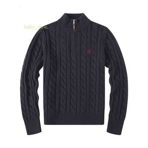 Senior Designer Polo tröja ullskjorta tjock halv blixtlås med varm nacke pullover smal passform stickad jumper liten häst bomullsweatshirt 29 533