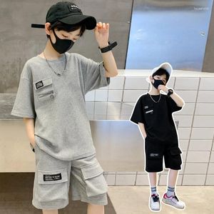 Clothing Sets Cool Boy 2pcs Short Sleeve Solid Shorts Sport Casual Outfits Boys Clothes Set Summer Kids With Pants For Teenage