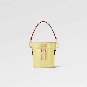 Explosion NEW Women's Astor M24099 Chic Yellow Vernis embossed cowhide leather Buckle magnet closure Textile lining top handle Gold-color hardware Counter with box