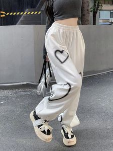 Spodnie damskie Zoki Streetwear Hip Hop Serce Sweatpants Woman Gorentsize luźne kwitnienie wysokiej talii wiosna moda koreańska student swobodny