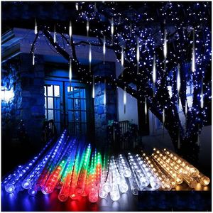 LED -strängar 30 cm 50 cm vattentät meteor dusch regnrör belysning för fest bröllop dekoration julsemester ljus droppleverans dhytd