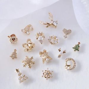 10st 3D Alloy Christmas Tree Bells Nail Art Zircon Pearl Metal Manicure Nails Accessories Diy Nail Decorations levererar Charms 240202