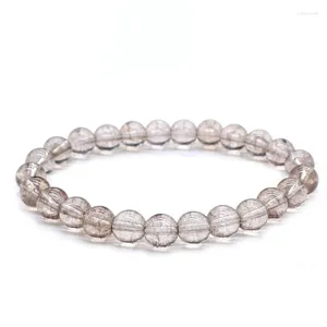 Braccialetti a maglie 8mm Trasparente Grigio Bianco Neve incrinato Cristallo Pietra naturale Bracciale Donna Uomo Yoga India Buddha Power Gioielli Regalo