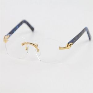 Popular New Rimless Blue Plank Eyeglasses frame C Decoration 18K gold Frame glasses men Eyewear Fashion Accessories195r