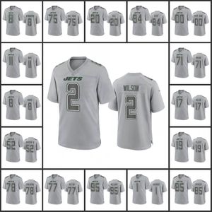 New York''Jets''Men # 17 Garrett Wilson 8 Aaron Rodgers 11 Denzel Mims 77 Mekhi Becton Mulheres Youth''NFL Cinza Atmosfera Personalizada Moda Jogo Jersey