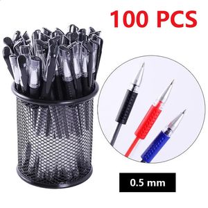 100 PCS GEL PEN SET 05 مم زرقاء الحبر PEN PEN OFFICE SCHOOLS SCHOOLIS