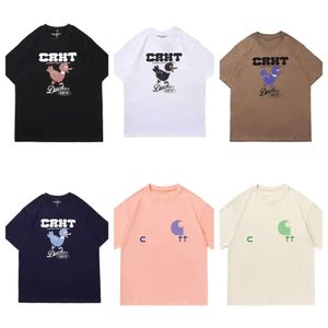 Mens e Womens Moda Camiseta High Street Marca Carhart Novo Padrão de Pico de Neve Casal Solto Manga Curta Tendência OOU