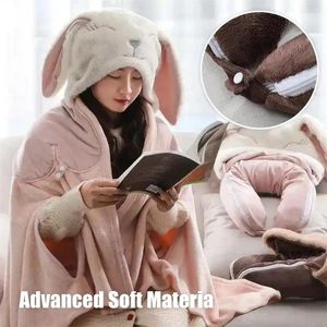 Blankets Travel Pillow Blanket Neck 2in1 Pillows Airplane For Long Flight Fleece Soft Large Essentials Car With Hat Keep Warm Folda