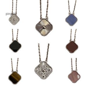 Van Clover Necklace Cleef Four Leaf Clover Neckces 12 Color Van Clover Designer Necklace Silver Plated Brand Necklace New Wedding Party Jewelry Fashion Copy Long C