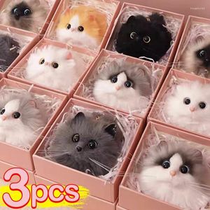 Anahtarlık 1/3pcs sevimli peluş kedi anahtarlık karikatür bebek oyuncak kolye anahtarlık kadınlar için kızlar çanta süsü araba anahtar zinciri hediyeler aksesuarlar