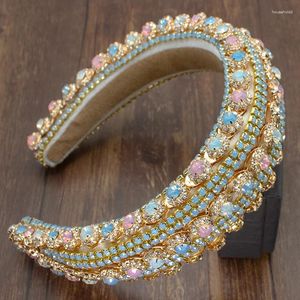 Hair Clips Personality European Palace Style Luxury Sparkly Rhinestones Headband Baroque Crystal Thick Sponge Bnad Women Party