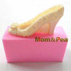 Baking Moulds Mom&Pea 0952 Lady Shoe Shaped Silicone Mold Cake Decoration Fondant 3D Food Grade