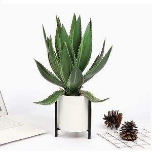 40CM 1520 LEAKS DUŻY sztuczny soczysty Agave Tropical Aloes Rośliny Fałszywe Sisal Flower Plastikowy zielony liść palmowy na domowe biuro 240127