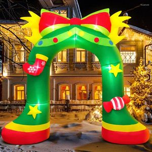 Decorazione per feste Albero di Natale Arco Pupazzo di neve Babbo Natale Orso polare Casa Gonfiabile all'aperto con regali di decorazioni da giardino a luce LED