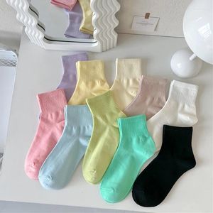 Women Socks Short For 2024 Spring Candy Color Breathable Cotton Soft Summer Female Casual Sports Girl Thin Fresh