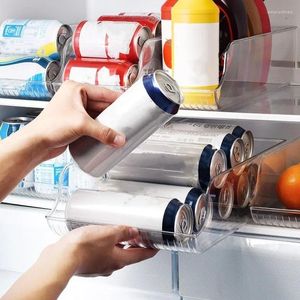 Armazenamento de cozinha geladeira organizador caixas recipiente armários refrigerante pode bebida titular transparente geladeira freezer rack plástico