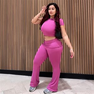 2024 Designer Tracksuits Two Piece Sets Women Outfits Spring Sweatsuits Short Sleeve T-shirt and Straight Pants Casual Solid Sportswear Wholesale Clothes 10651