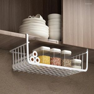 Armazenamento de cozinha metal ferro organizador prateleira armário pendurado cesta rack mesa sob malha mesa