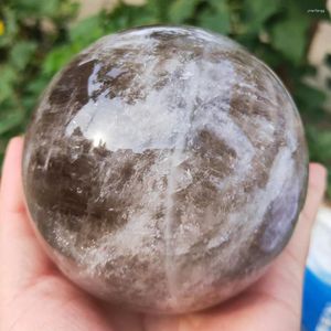 Decorative Figurines 1.1kg Crystal Ball Natural Smoking Quartz Sphere Smoke Citrine Gemstone Reiki Healing