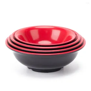 Bowls Black Red Double Color Series Roll Mouth Bowl Korean Rice Noodles Soup Dinning Room Table Imitation Porcelain Tableware