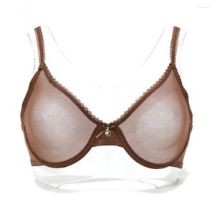 Bras Sets YBCG Bra Panties Sale Separated Women Lace Mesh See Through Stretch Sexy Transparent For Fashion Coffee