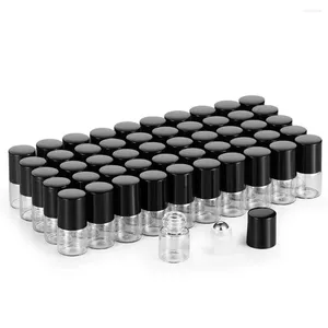 Storage Bottles 50 Pack 1ml Clear Glass Sample Vials For Essential Oils Empty Roller Bottle With Stainless Steel Perfume Roll On Container