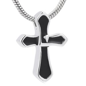 IJD10026 Argento e colore nero Design unico Croce cremazione Ciondolo Uomo Donna Regalo Urna Collana Tenere i propri cari Ceneri Cofanetto279D