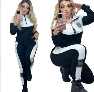 Spring Women's Tracksuits Luxury Brand Sticked Casual Sports Suit 2 Piece Set Jacket+Pants Designer Tracksuits