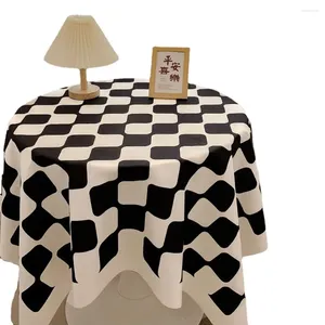 Table Cloth Checkerboard Checkered Round Nordic Style Light Luxury High-end Sense Dining Fabric Tea U5Y749