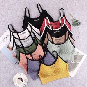 Camisoles tankar Kvinnors brev tillbaka Wrap Chest Wipe samlade Sports Anti-Slip Suspender Underwear Sexig Crop Top Cotton Traceless Beautiful