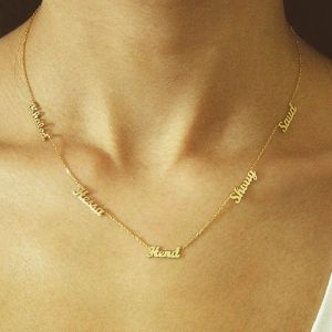 Necklaces Personalized Gold Name Necklace Pendent Stainless Steel Nameplate Gift for Women Birthday Jewelry 16 Names