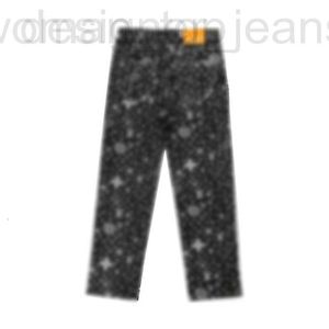 Men's Jeans Designer designer black jeans handsome and trendy men's star old flower full print pocket denim pants for men with straight leg II0H XL25 ZIN1